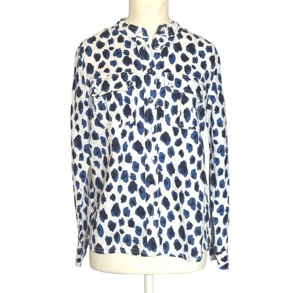 Boden Women's Size 4P Dolores Top Linen Button Down Shirt Animal Print - Picture 2 of 9